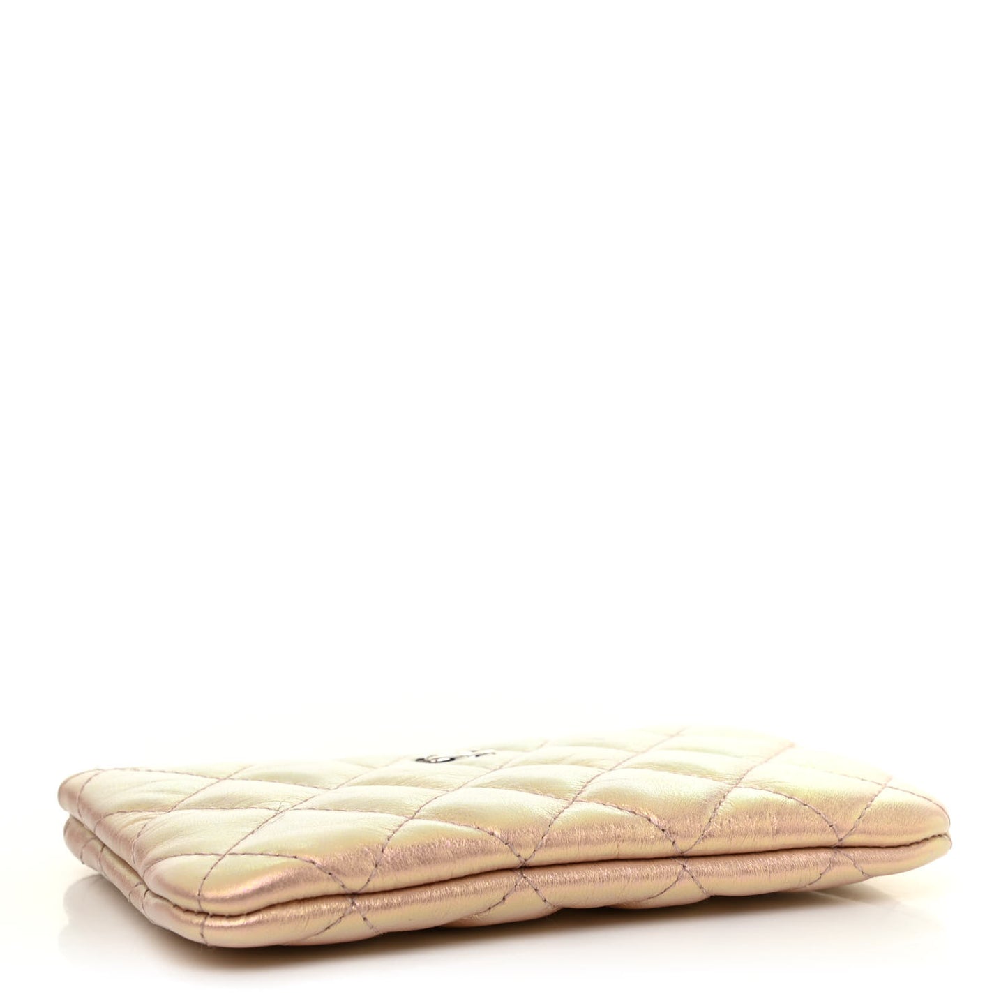 Iridescent Calfskin Quilted Small Cosmetic Case Pink