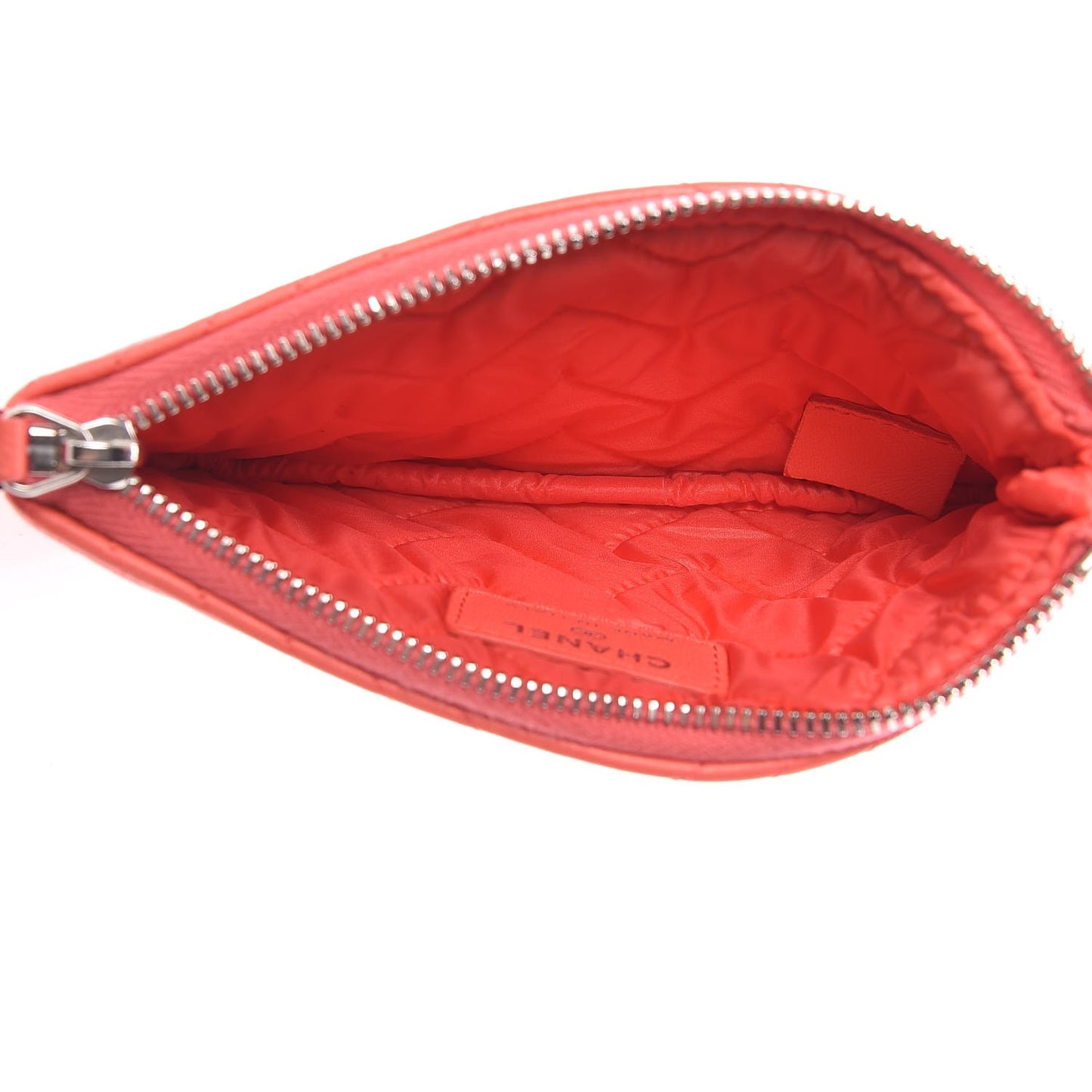 Calfskin Chevron Small Cosmetic Case Pink