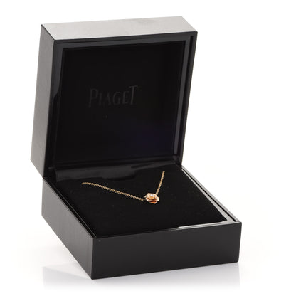 Piaget 18K Rose Gold Diamond Rose Pendant Necklace 6 of 6