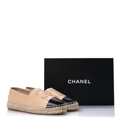 Chanel Lambskin CC Espadrilles 39 Beige Black 9 of 9