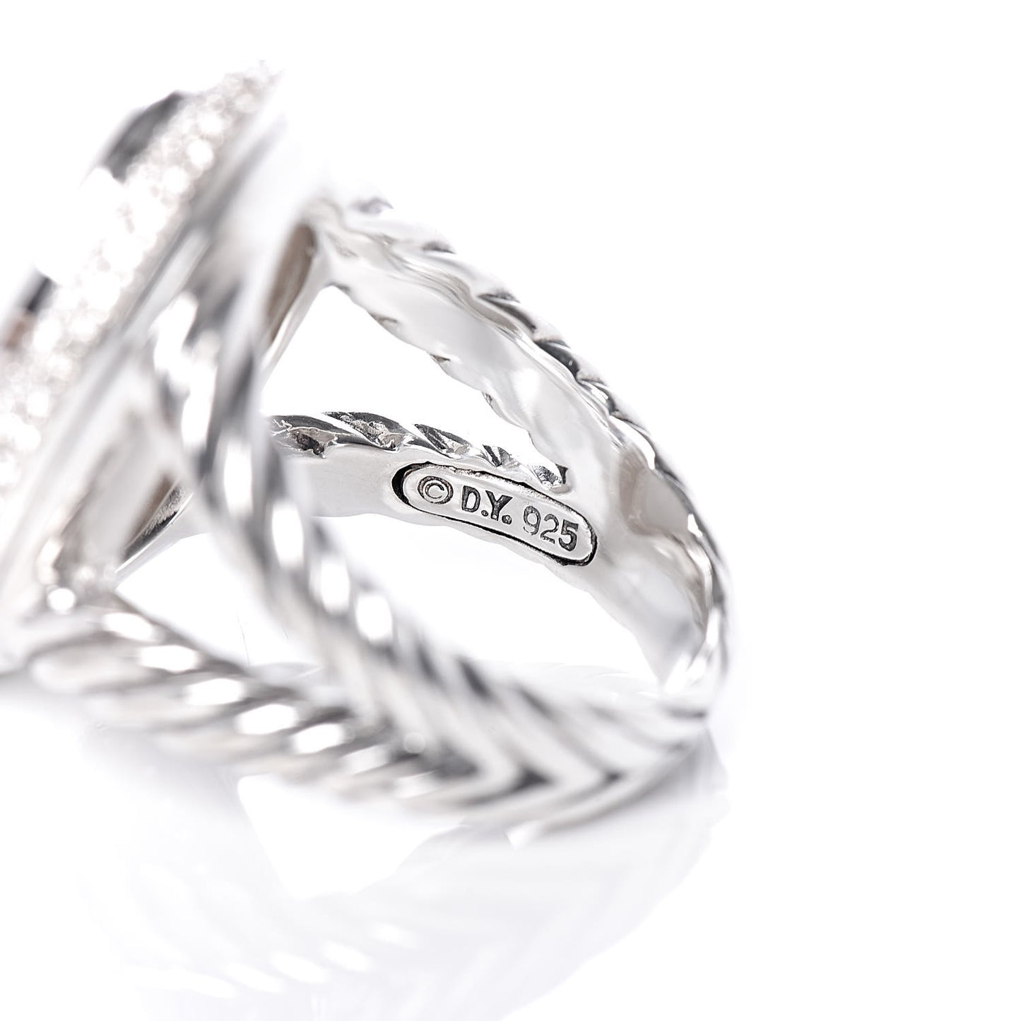 Sterling Silver Diamond White Agate Signature Oval Ring 54 7