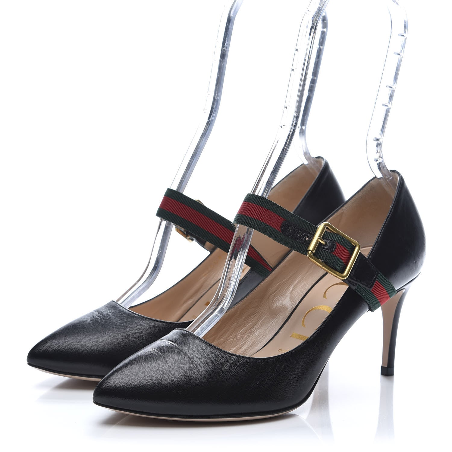 Gucci Calfskin Sylvie Mid Heel Pumps 37 Black 3 of 11