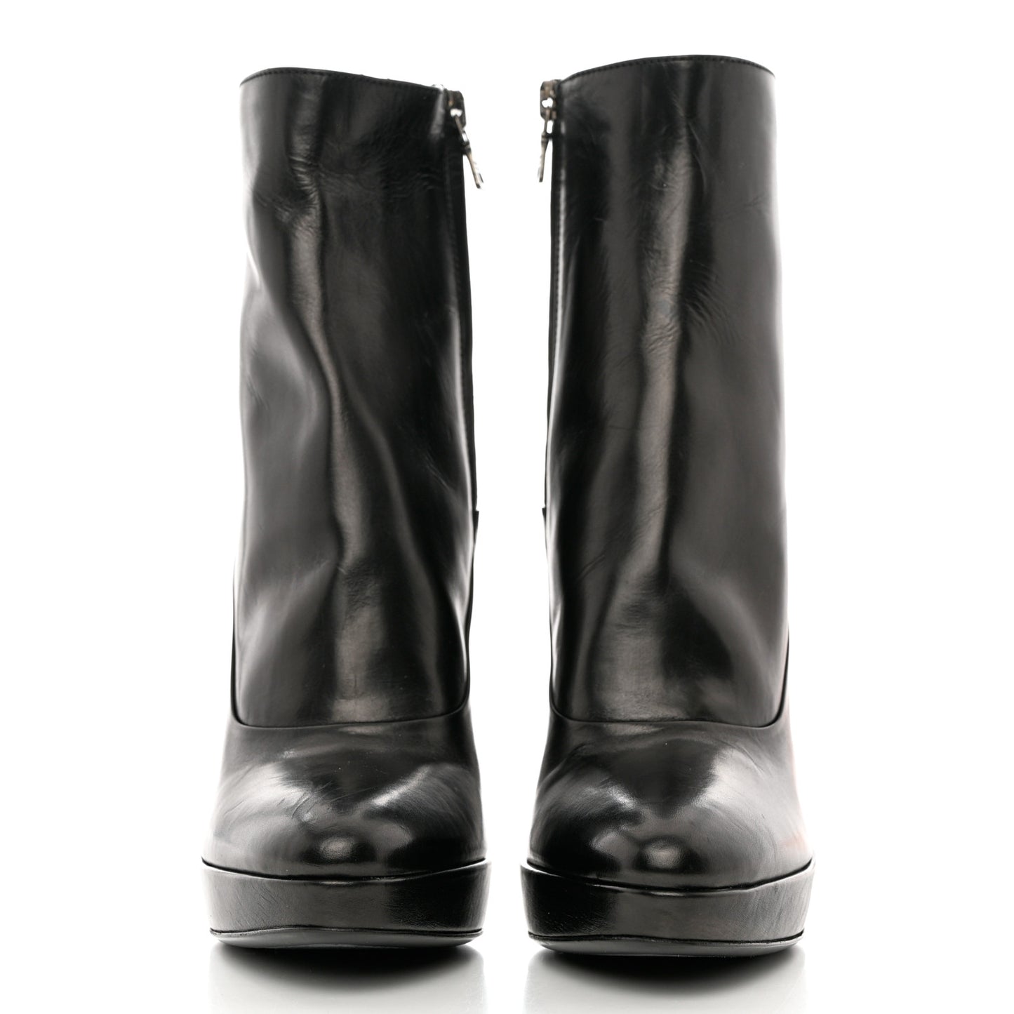 Soft Lux Calfskin Platform Ankle Boots 36 Black