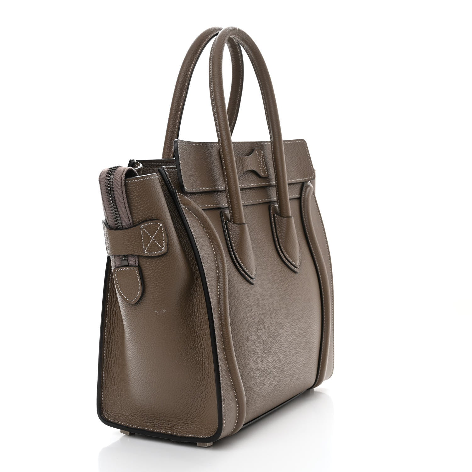 Celine Drummed Calfskin Micro Luggage Souris 3 of 13