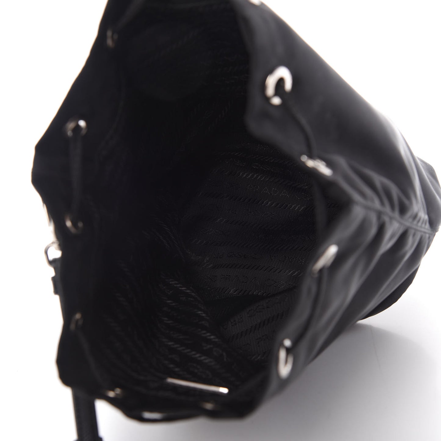 Nylon Vela Drawstring Wristlet Pouch Black