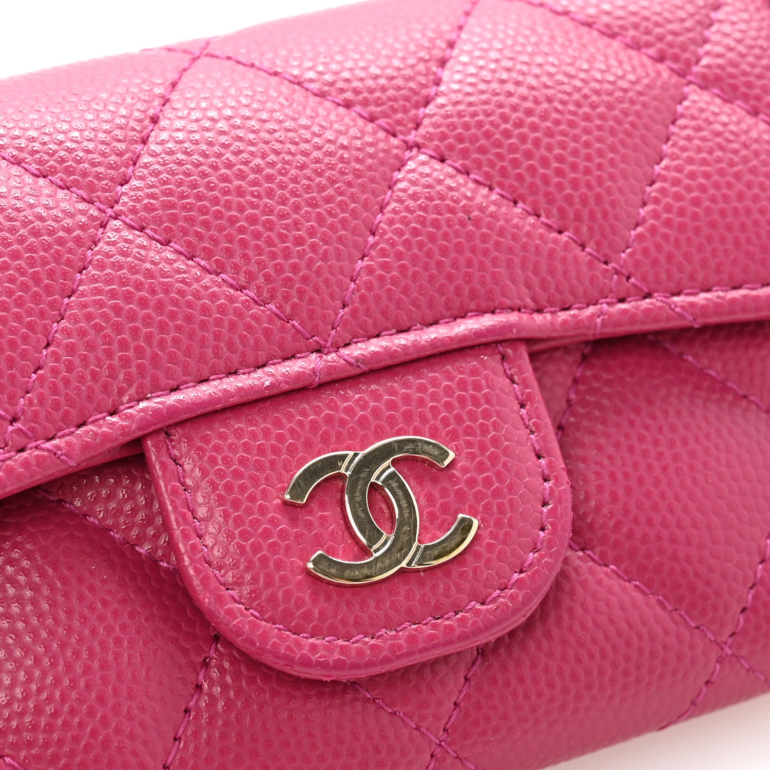 Chanel Caviar Quilted Flap Card Holder Wallet Dark Pink 9 of 11