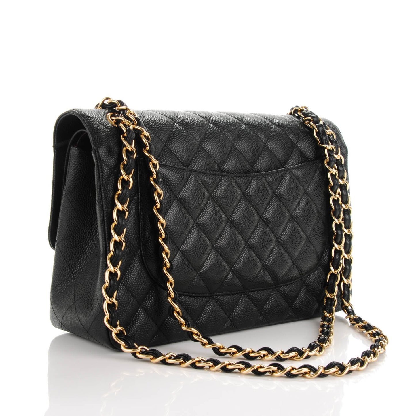 Caviar Quilted Jumbo Double Flap Black