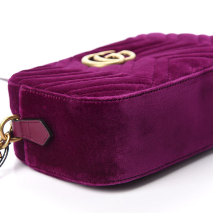 Gucci Velvet Matelasse Small GG Marmont Chain Shoulder Bag Fuchsia Violet Cyclamen 6 of 11