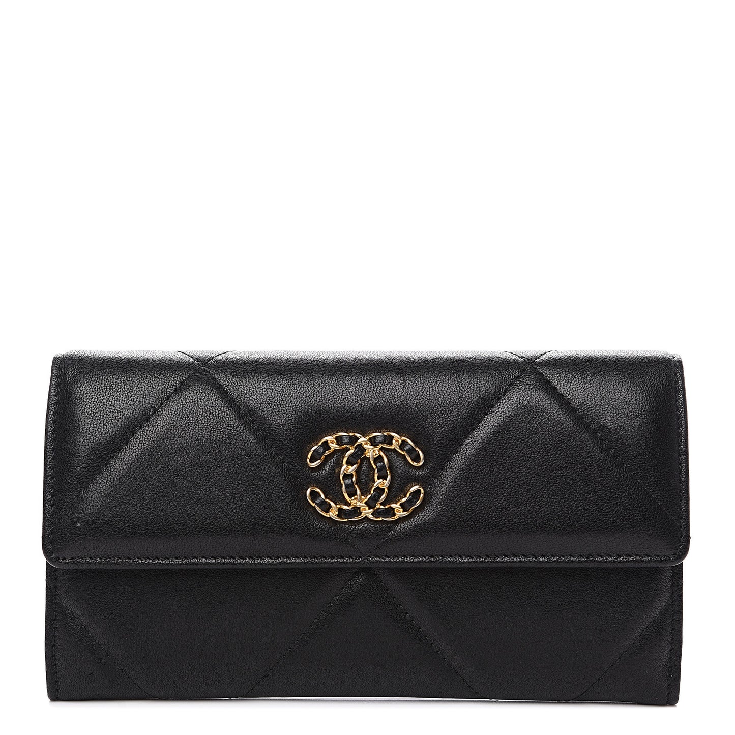 Goatskin Quilted 19 Flap Wallet Black