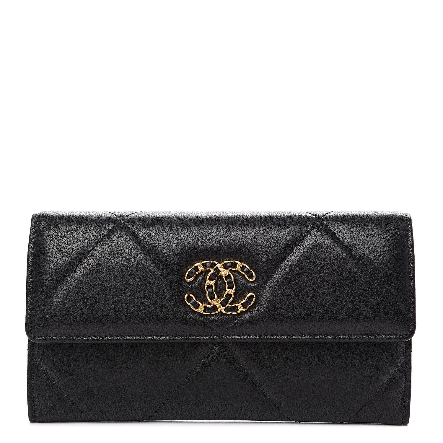 Chanel Goatskin Quilted 19 Flap Wallet Black 1 of 11