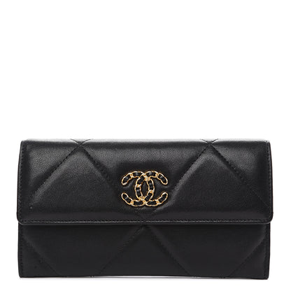 Chanel Goatskin Quilted 19 Flap Wallet Black 1 of 11