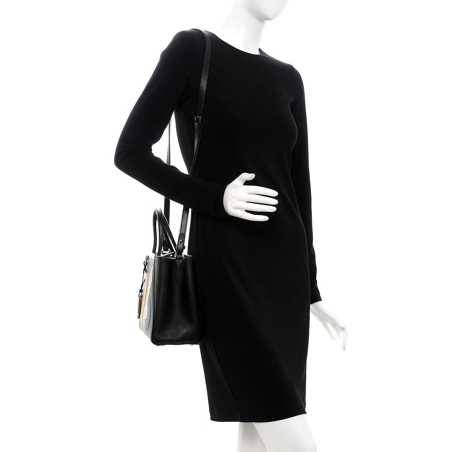 Fendi Saffiano Monster Colorblock Petite 2Jours Tote Black 2 of 10