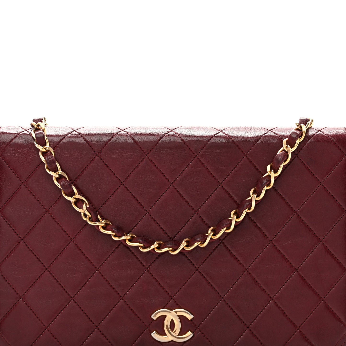 Lambskin Quilted Small Single Flap Bordeaux