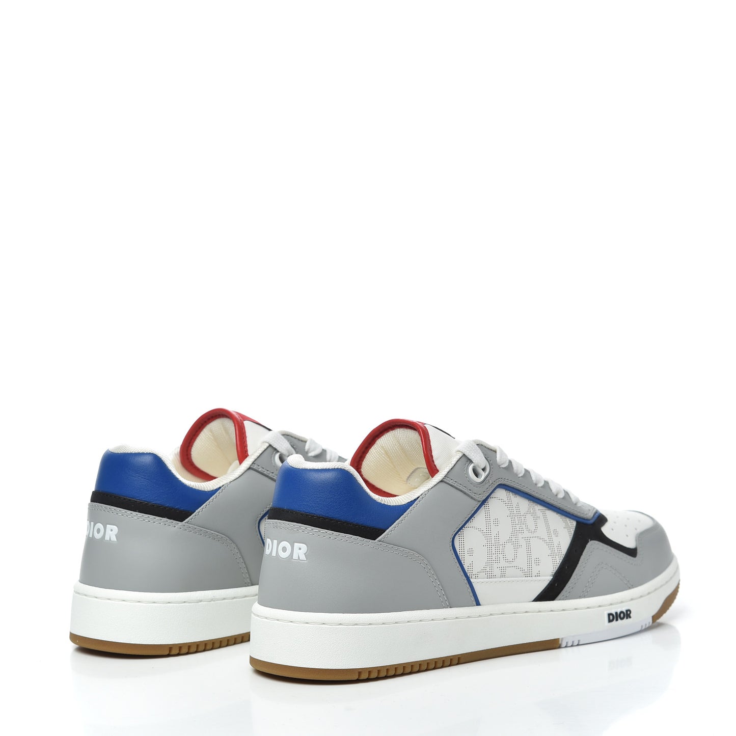 Smooth Calfskin Oblique Galaxy Perforated Mens B27 Low Top Sneakers 42 Grey Blue