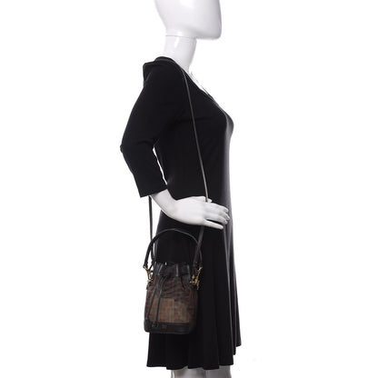 Fendi Mesh Vitello Grace F is Fendi FF 1974 Mini Mon Tresor Bucket Bag Marrone Black Ebano 2 of 11