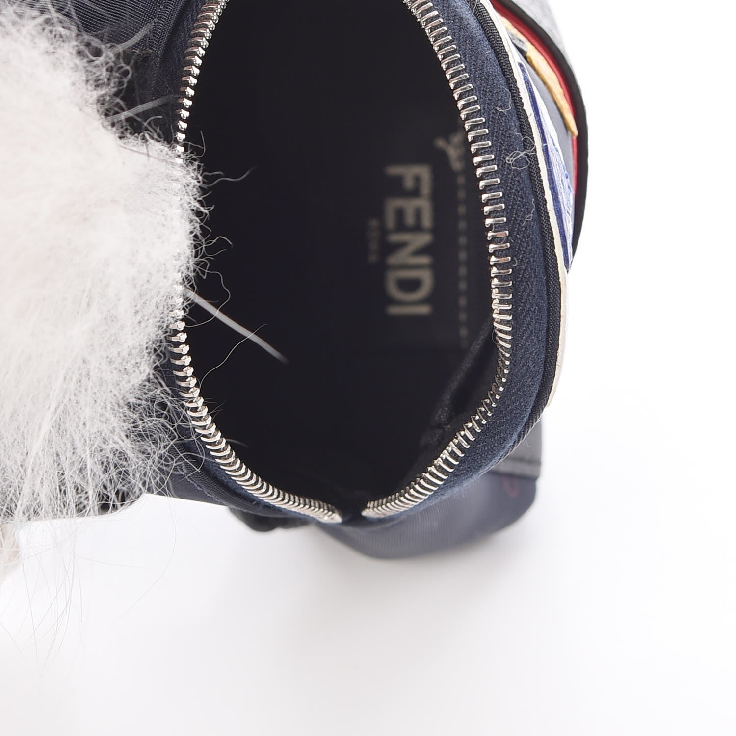 Fendi Nylon Cuoio Romano Nutria Fox Fur Monster Eyes Mini Backpack Charm Blue Black Multicolor 4 of 6