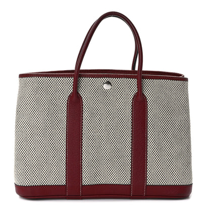 Hermes Toile H Buffle Gala Garden Party 30 TPM Tote Rouge H 1 of 11