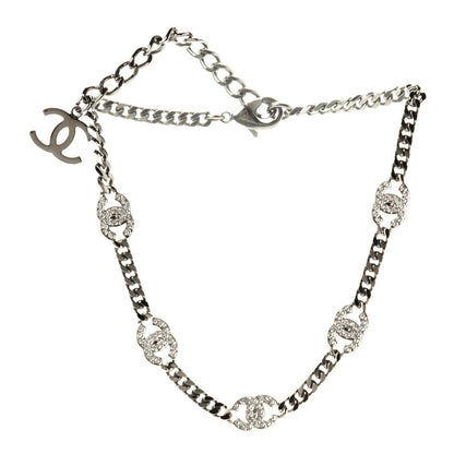 Chanel Ruthenium Crystal Chain CC Choker Silver 2 of 4
