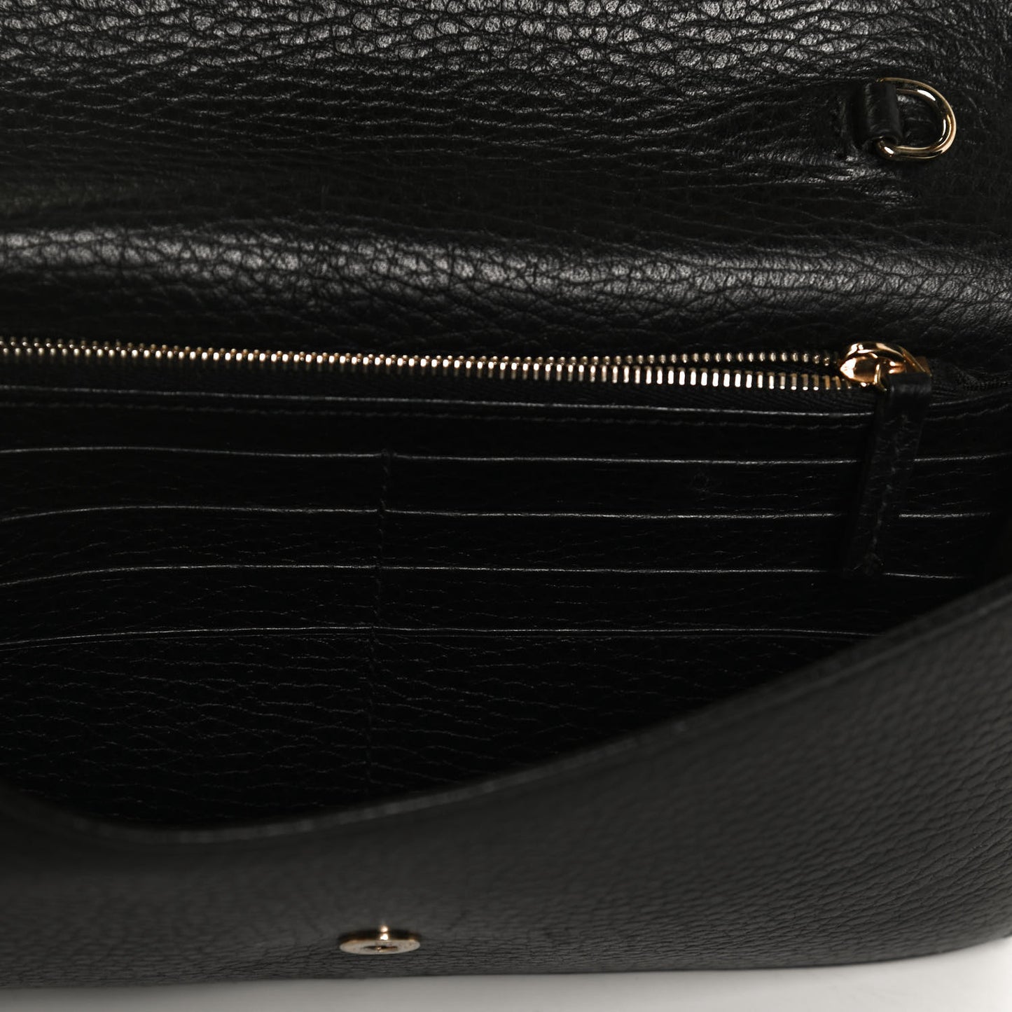 Dollar Calfskin Interlocking G Chain Wallet Black