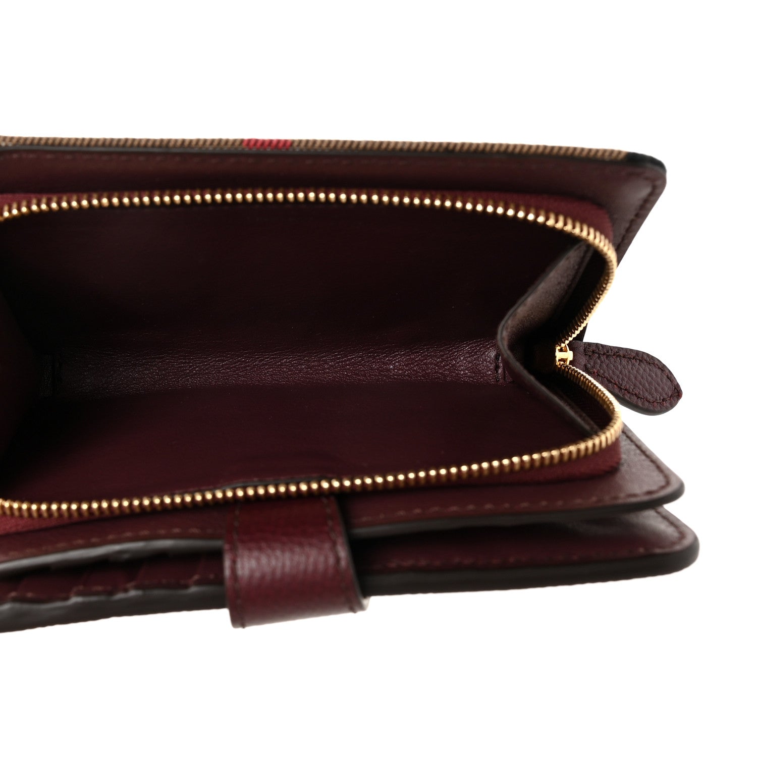 Burberry Calfskin House Check Compact Wallet Burgundy 5 of 9