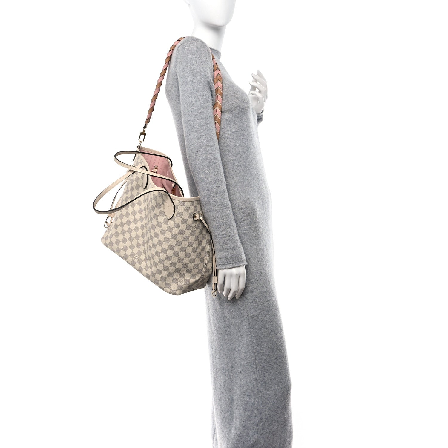 Louis Vuitton Damier Azur Braided Neverfull MM Pink 2 of 10