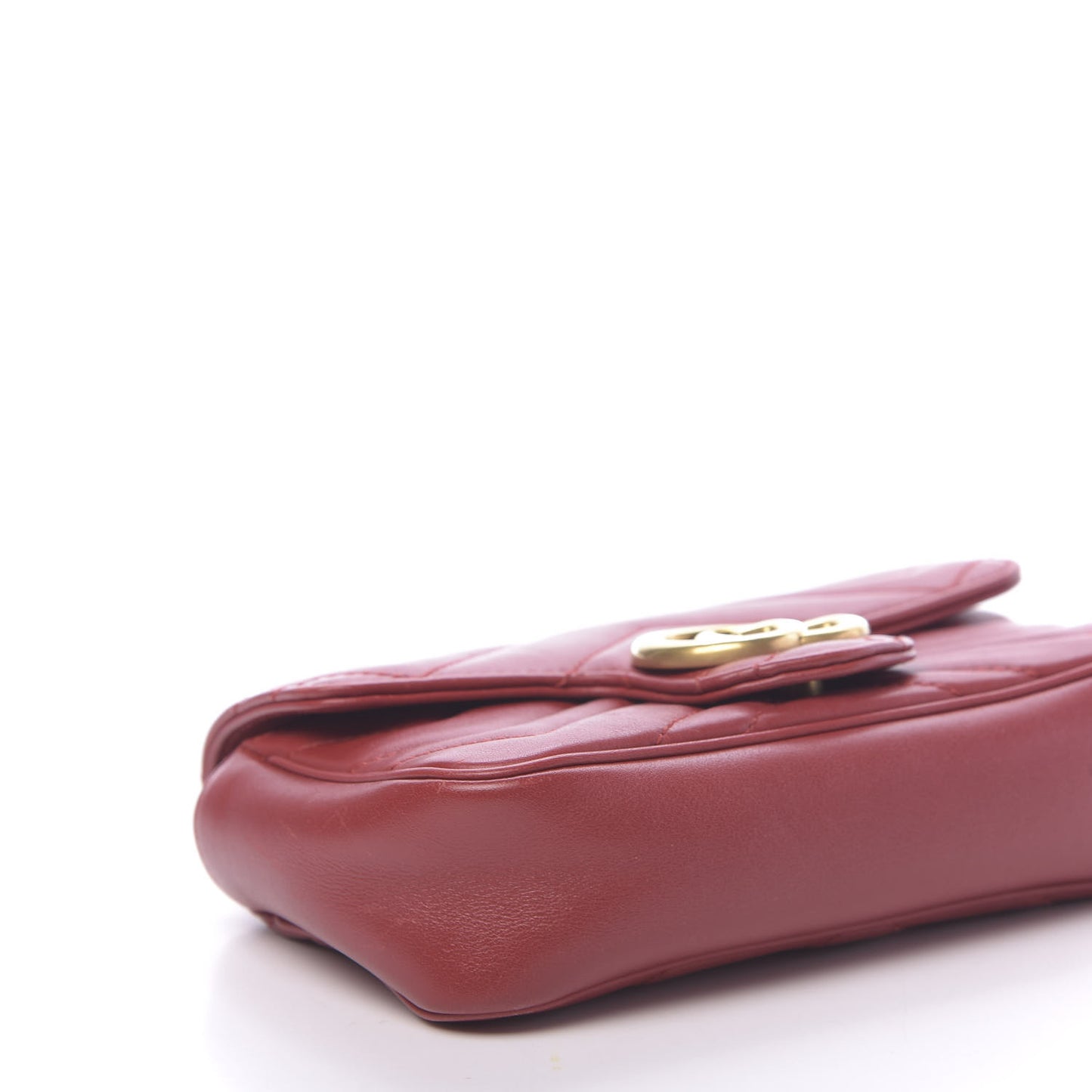 Calfskin Matelasse Super Mini GG Marmont Shoulder Bag Hibiscus Red
