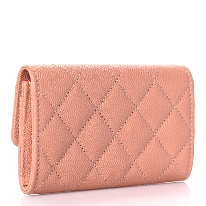 Chanel Caviar Metal Perforated Quilted CC Flap Card Holder Beige 3 of 11