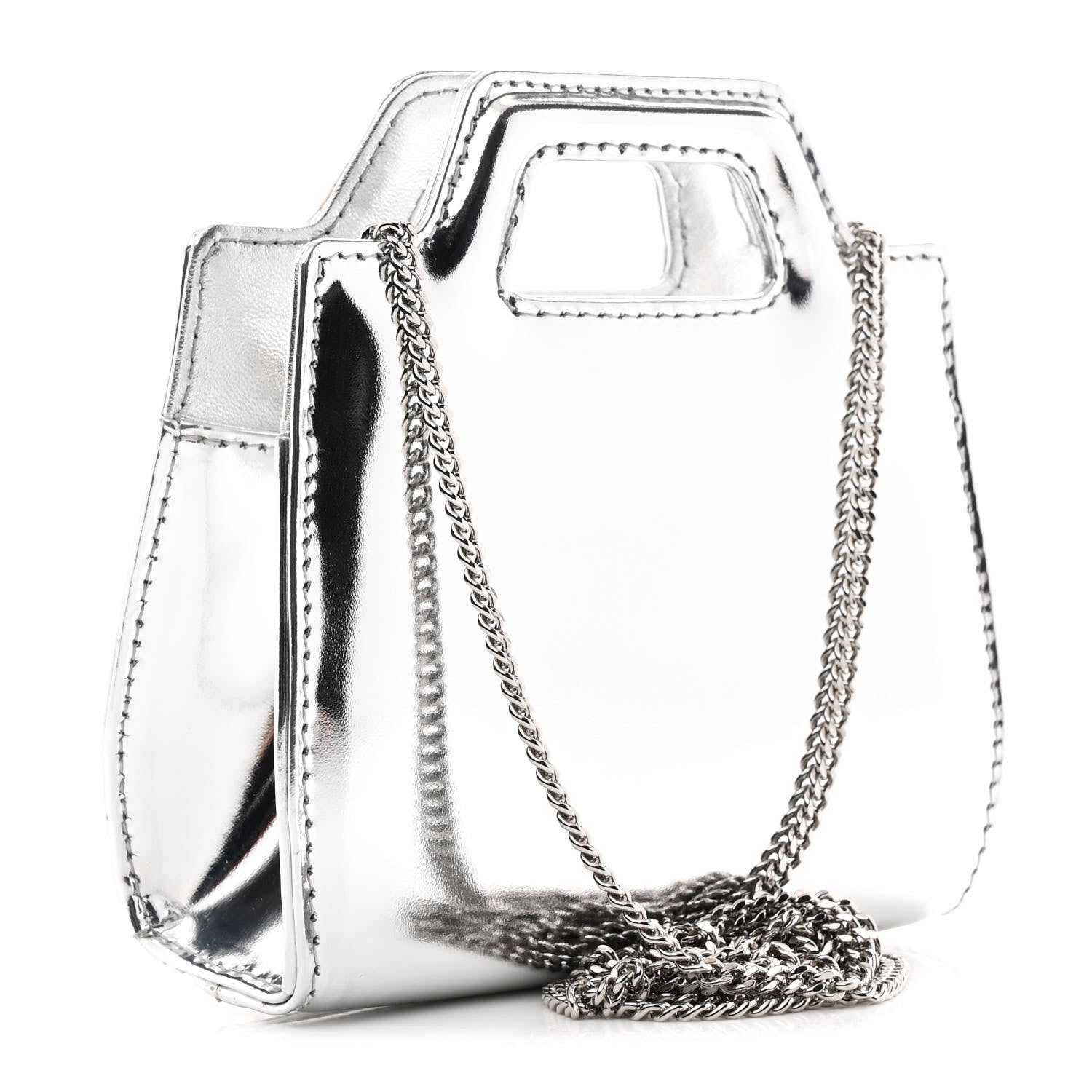 Salvatore Ferragamo Metallic Brushed Calfskin Micro Wanda Top Handle Bag Argento 3 of 12