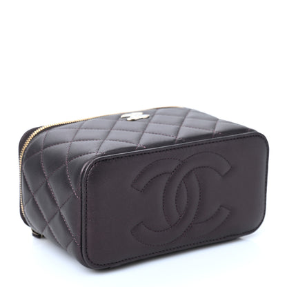 Chanel Iridescent Lambskin Quilted Small Top Handle Vanity Case With Chain Burgundy 4 of 10