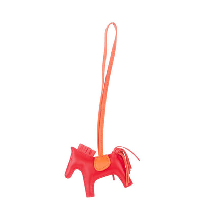 Hermes Milo Lambskin Grigri Rodeo Horse Bag Charm PM Rouge Rose Indien Jaipur Feu 1 of 3