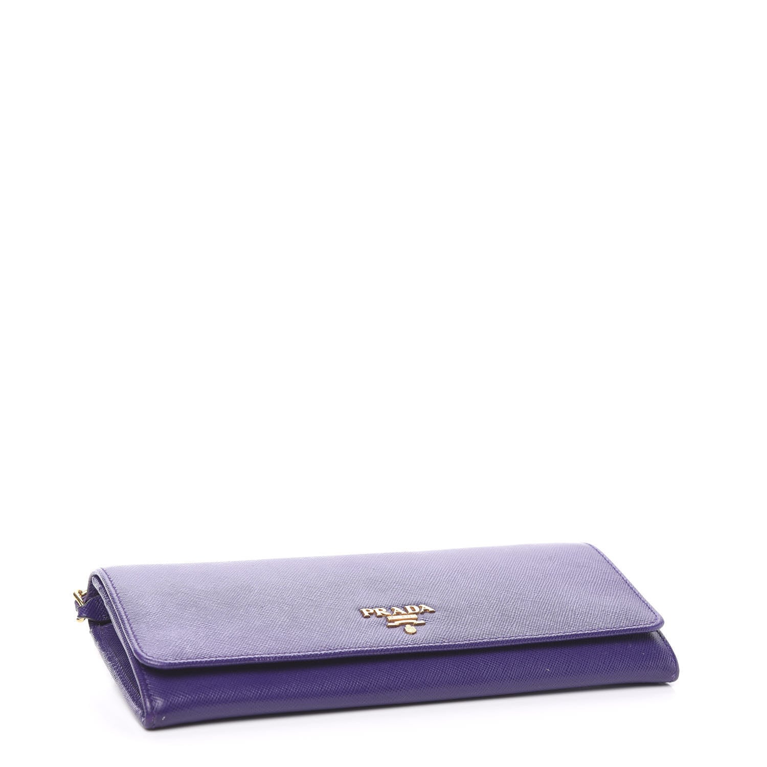Prada Saffiano Metal Oro Chain Wallet Viola 3 of 9