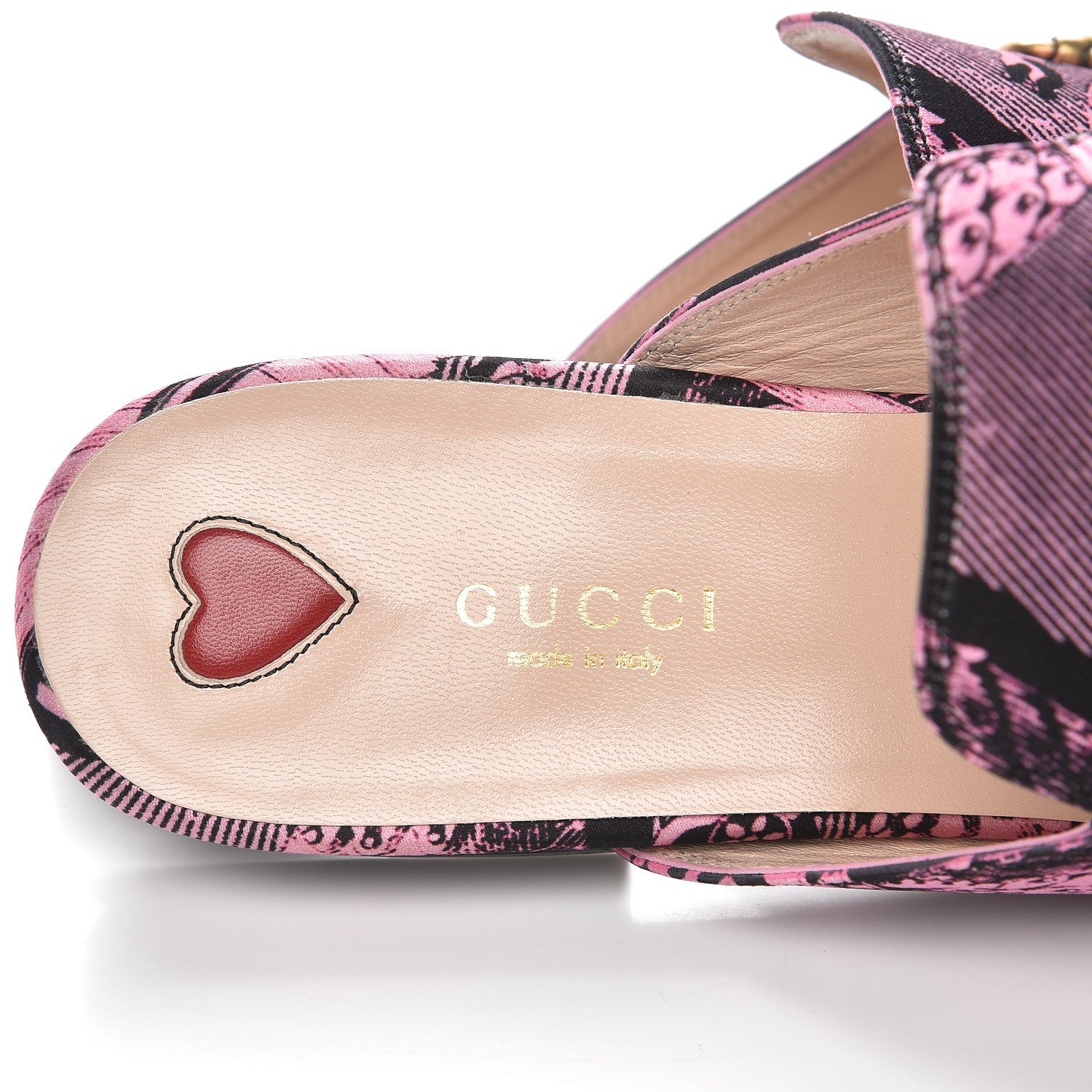 Gucci Silk Satin GG Wallpaper Saint Romain Womens Princetown Slippers 39 Pink Black 6 of 9