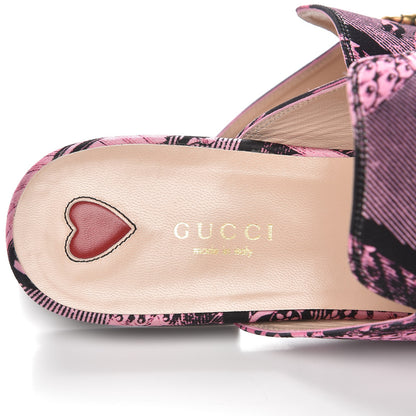 Gucci Silk Satin GG Wallpaper Saint Romain Womens Princetown Slippers 39 Pink Black 6 of 9