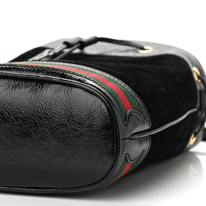Gucci Suede Patent Web Small Ophidia Bucket Bag Black 10 of 12