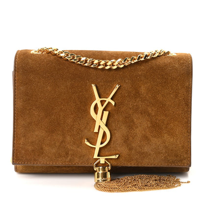 Saint Laurent Suede Small Classic Monogram Kate Tassel Satchel Light Ochre 1 of 10