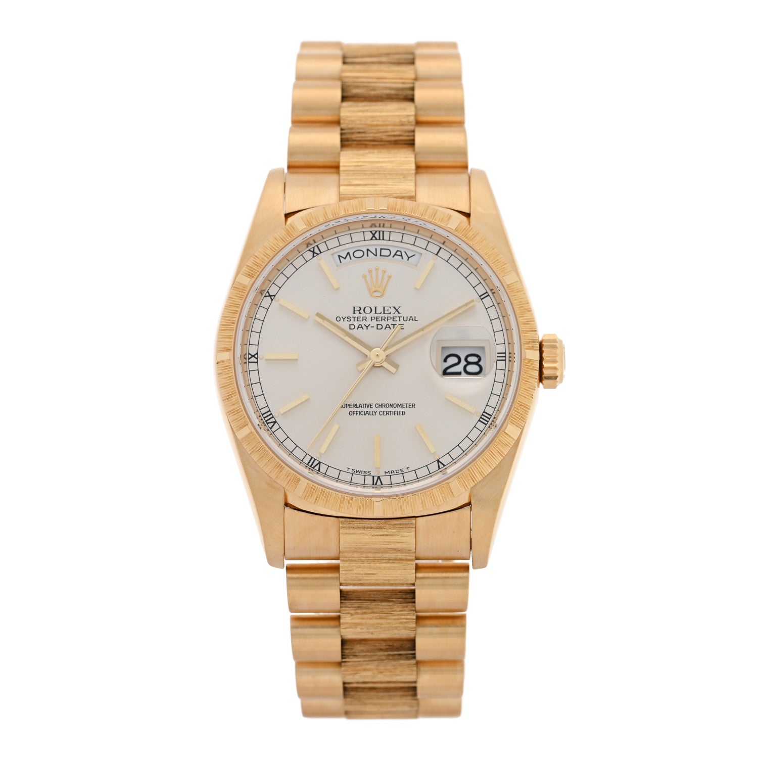 Rolex 18K Yellow Gold 36mm Oyster Perpetual Day-Date President Watch Silver 18248 1 of 4