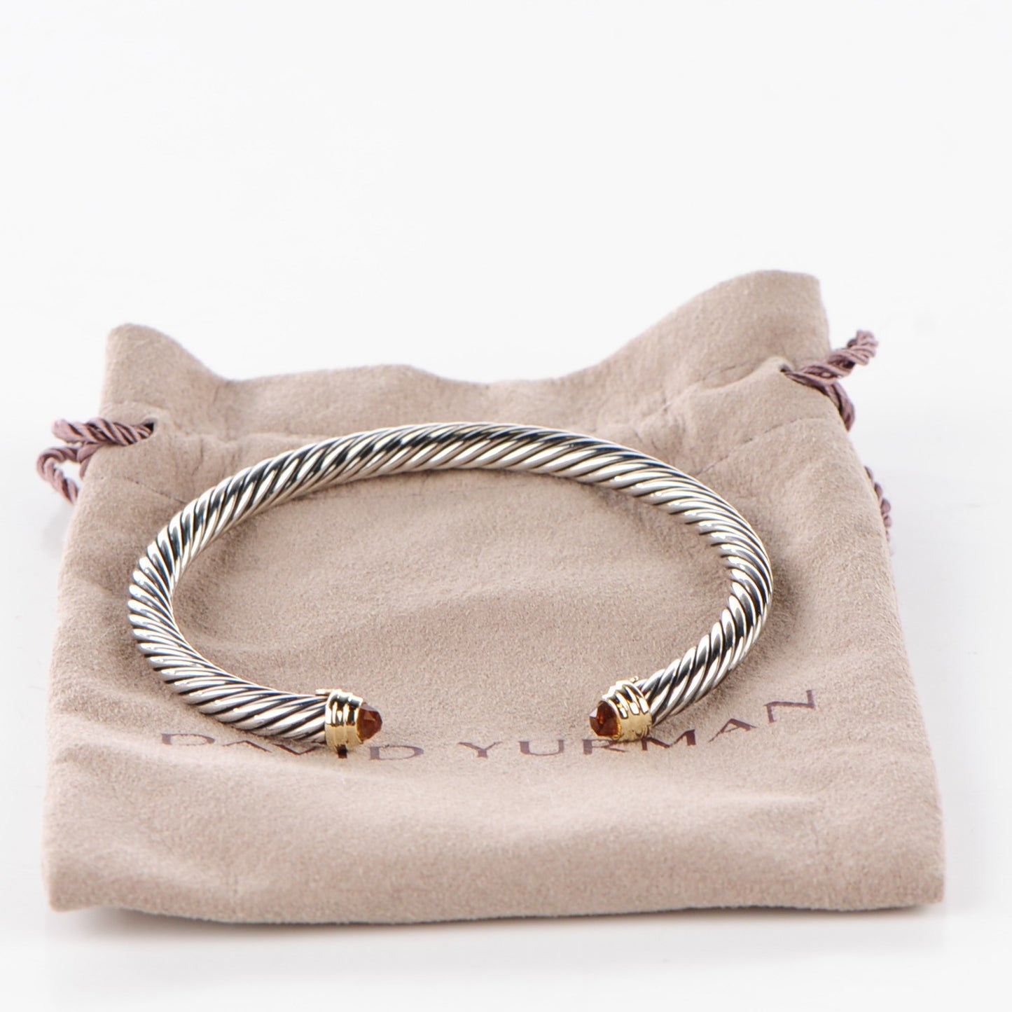 Sterling Silver 14K Yellow Gold Citrine 5mm Cable Classics Petite Color Bracelet