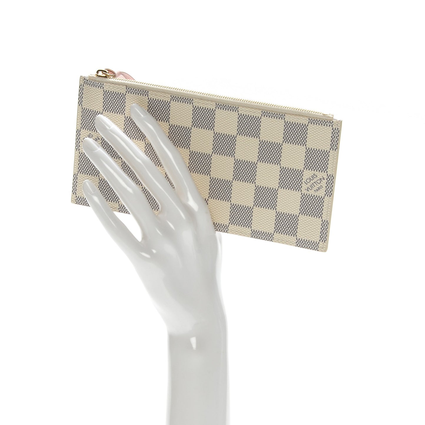 Damier Azur Felicie Chain Wallet Zippered Insert Rose Ballerine