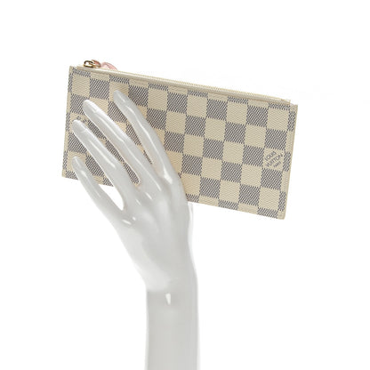 Louis Vuitton Damier Azur Felicie Chain Wallet Zippered Insert Rose Ballerine 2 of 5