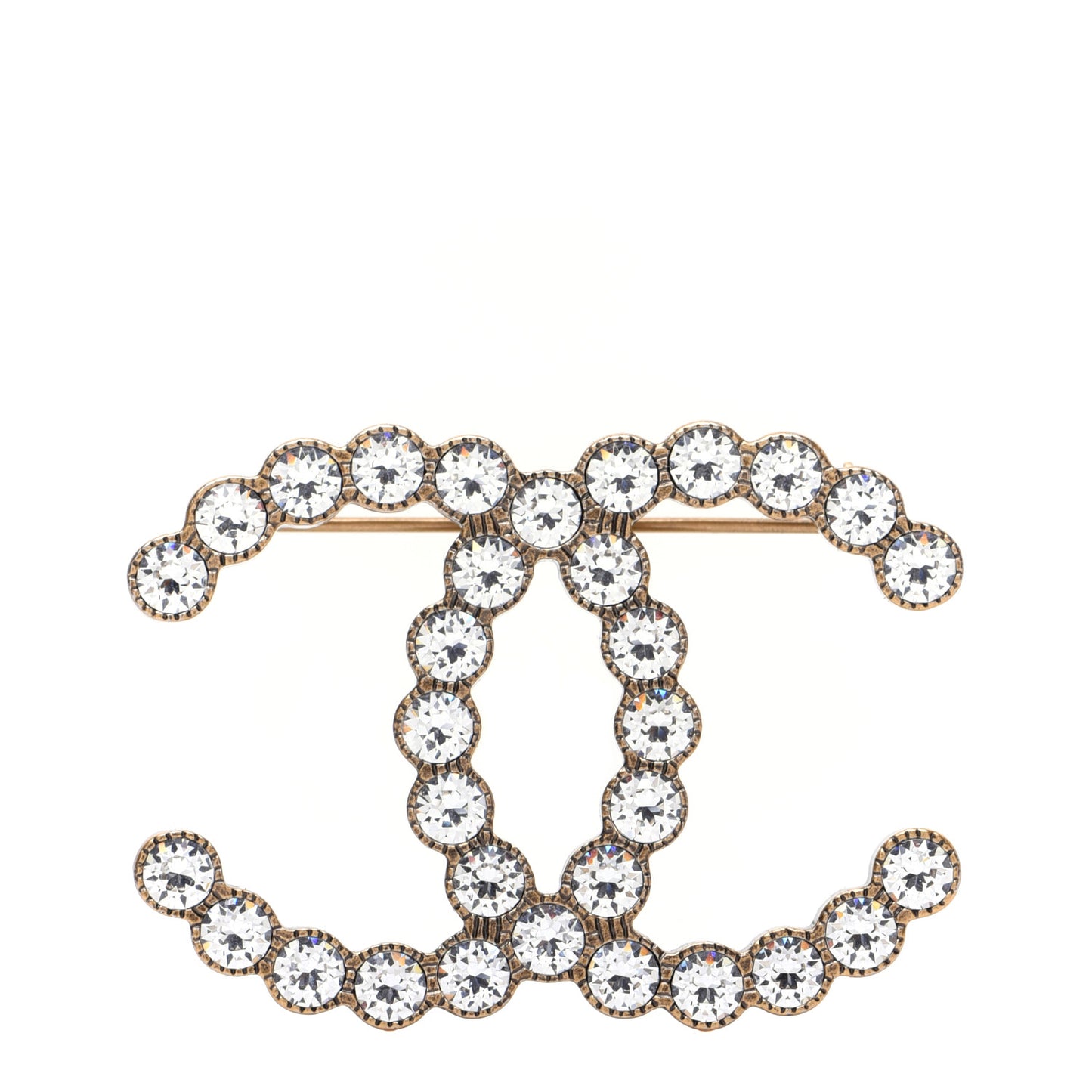 Metal Crystal City of Lights CC Brooch Gold