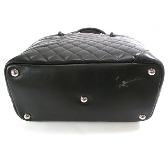 Calfskin Quilted Large Cambon Tote Black