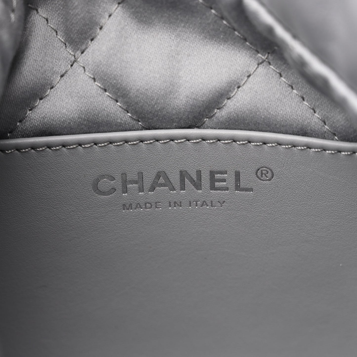 Shiny Calfskin Quilted Mini Chanel 22 Grey