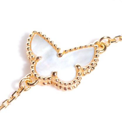 Van Cleef & Arpels 18K Yellow Gold Mother of Pearl Sweet Alhambra Butterfly Bracelet 4 of 9