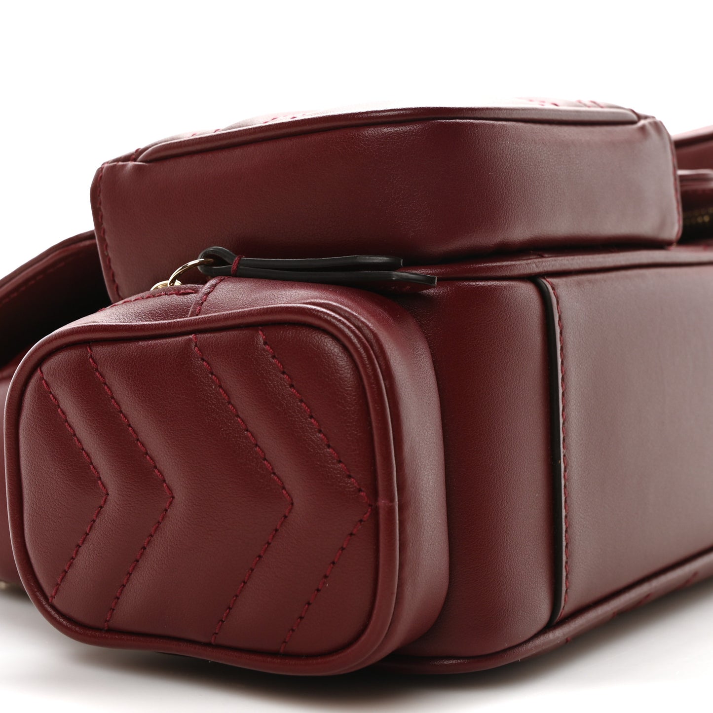 Calfskin Matelasse Small GG Marmont Multi Pocket Shoulder Bag Rosso Ancora