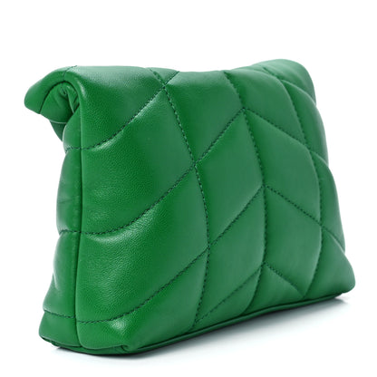 Saint Laurent Lambskin Monogram Loulou Puffer Pouch Clutch New Vert 3 of 12