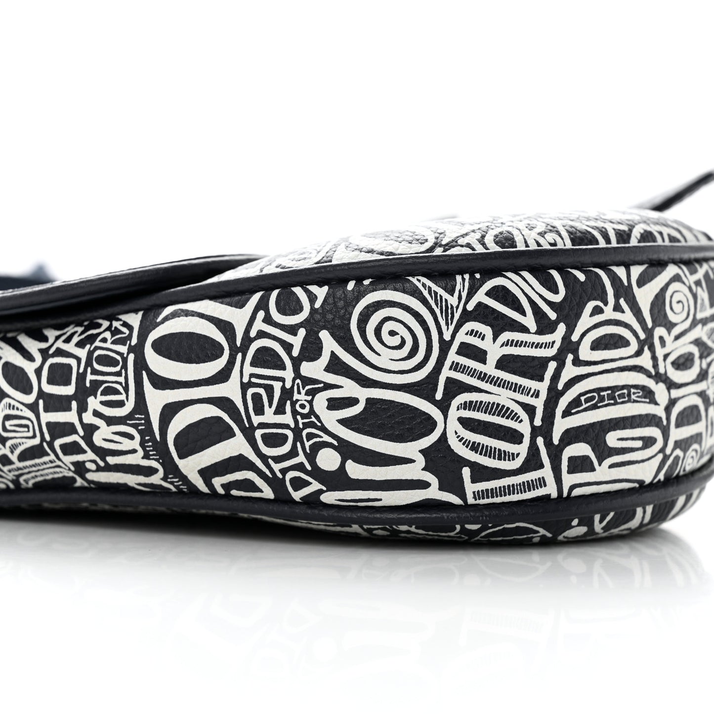 X SHAWN STUSSY Grained Calfskin Printed Mens Saddle Bag Navy Blue