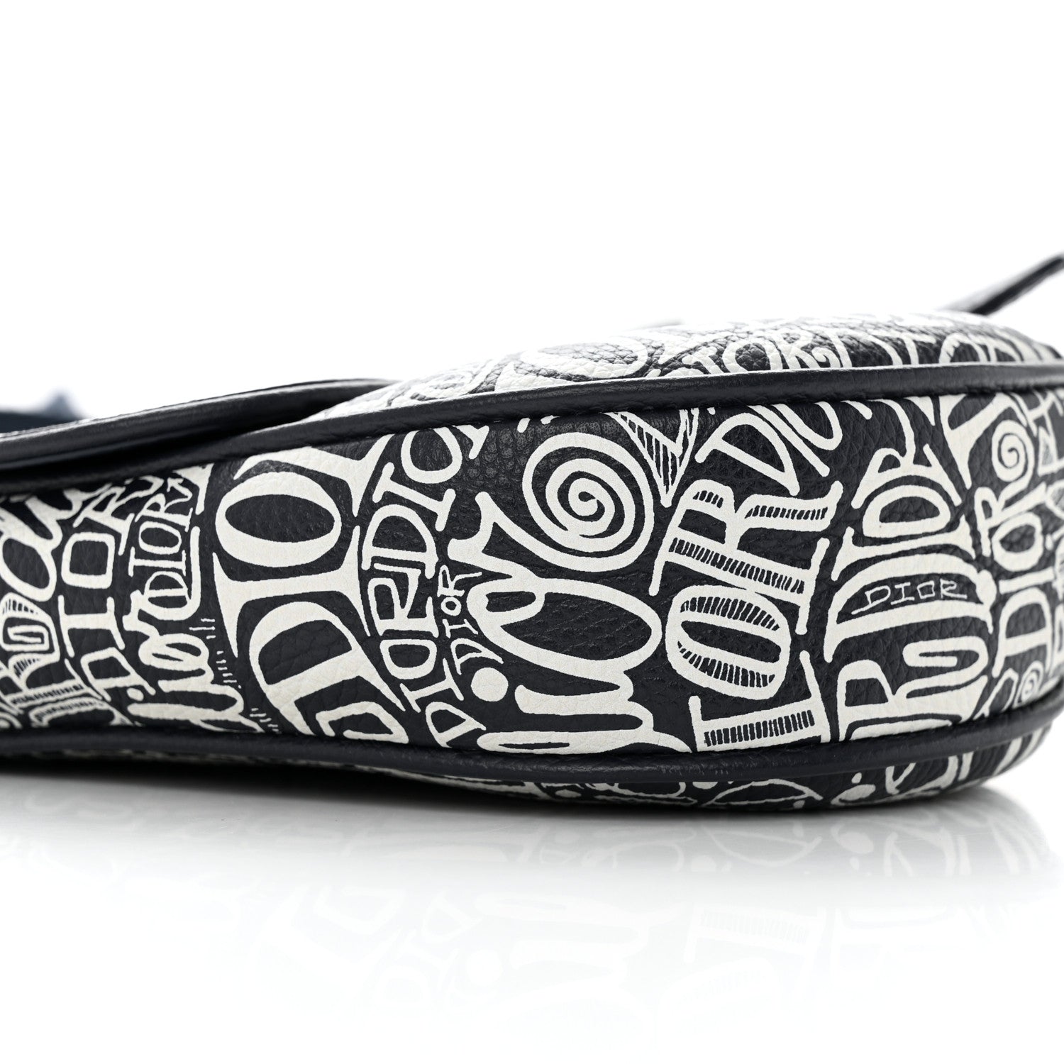 Christian Dior X SHAWN STUSSY Grained Calfskin Printed Mens Saddle Bag Navy Blue 9 of 18