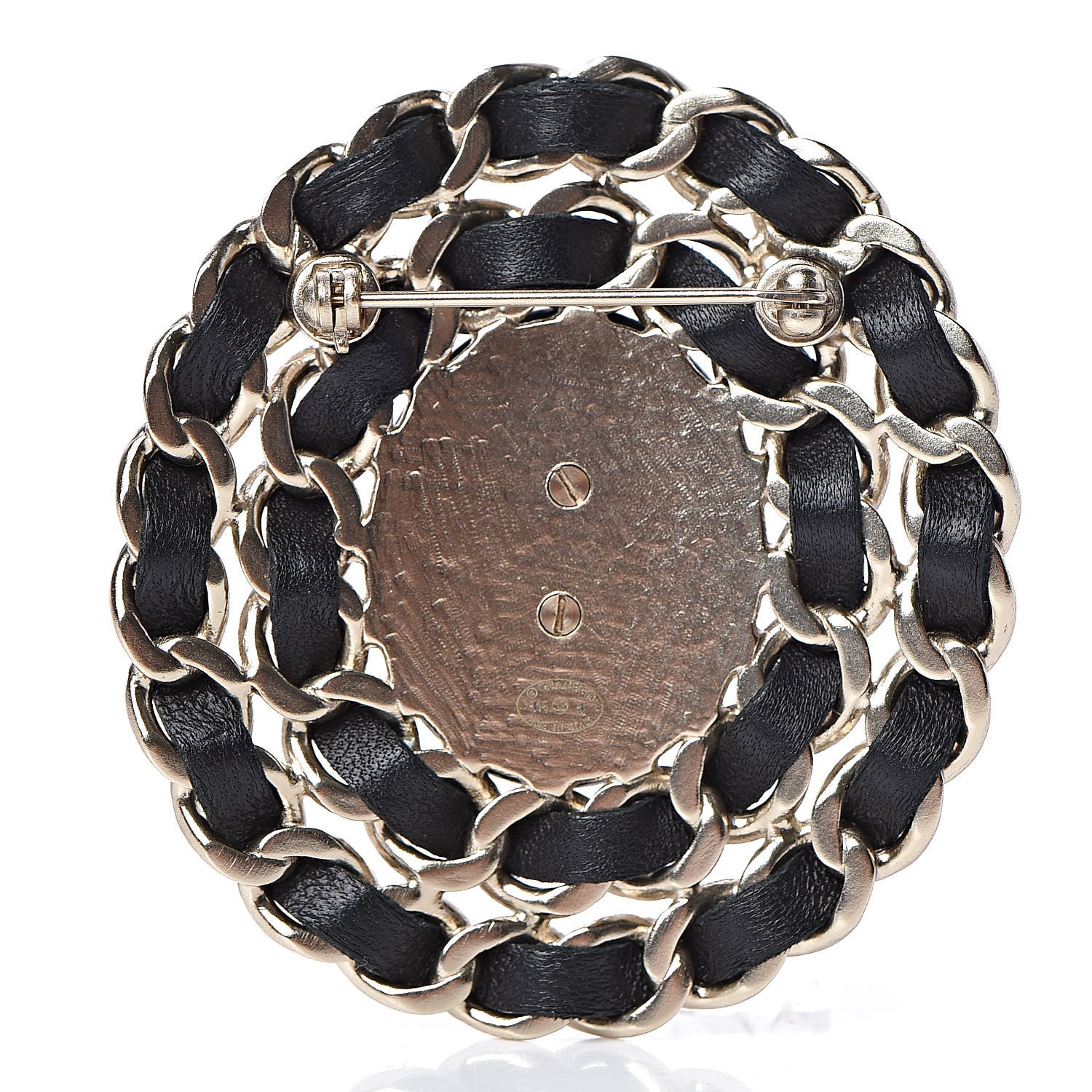 Chanel Lambskin CC Brooch Black Gold 3 of 5