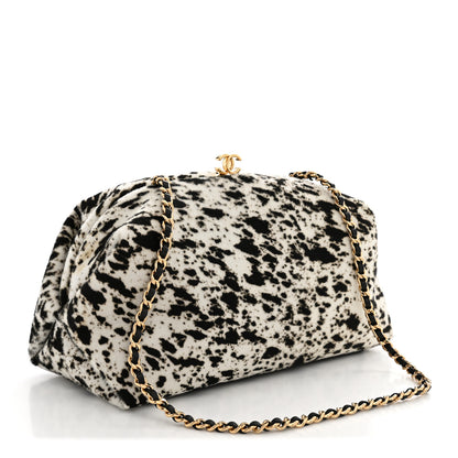 Chanel Lambskin Pony Hair Printed Clutch With Chain Black White 2 of 10