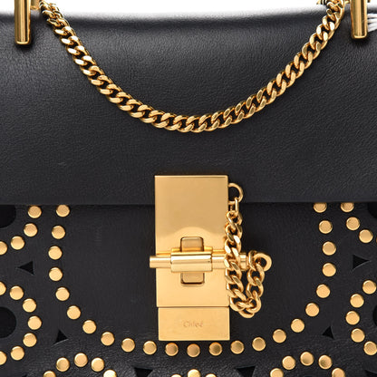 Chloe Calfskin Suede Studded Mini Drew Shoulder Bag Black 10 of 10